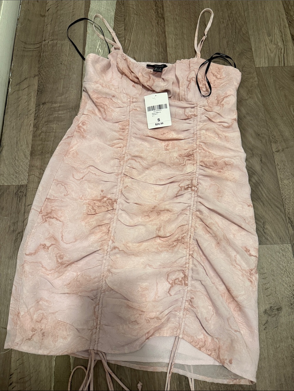 Jones New York Blush Marble Ruched Slip Dress